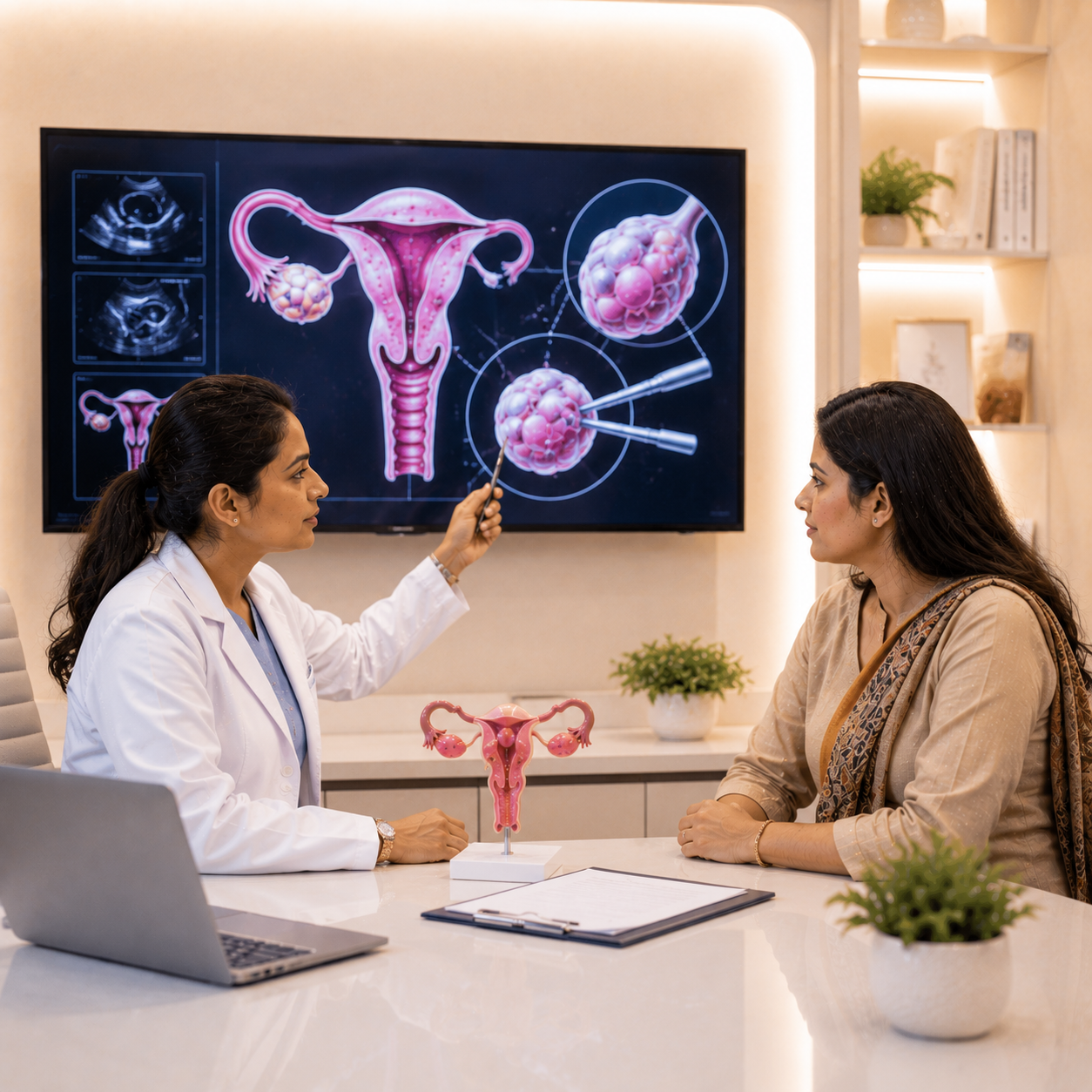 Laparoscopic ovarian cystectomy surgical procedure Hosamani Hospital Raichur Karnataka