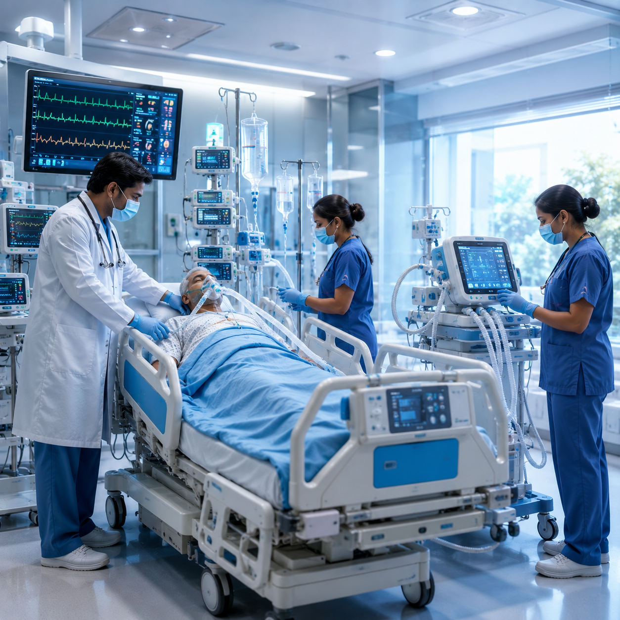 ICU critical care treatment ventilator support Hosamani Hospital Raichur Karnataka